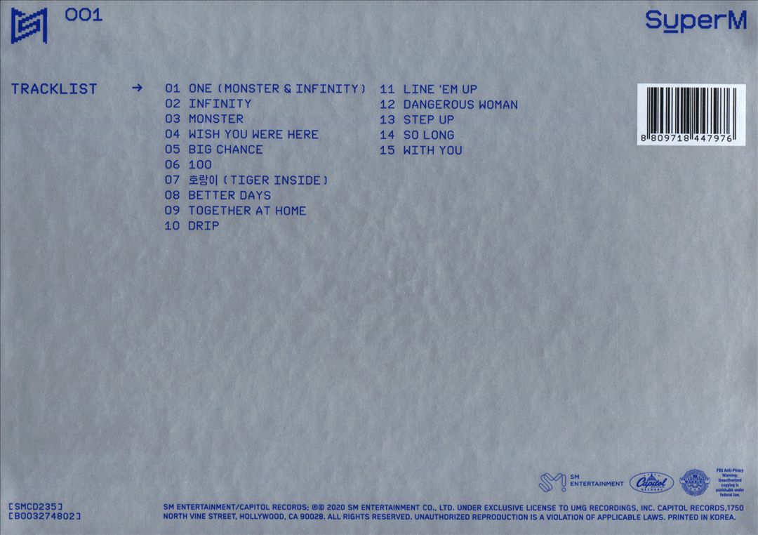 SuperM The 1st Album 'Super One' [Unit B Version - LUCAS & BAEHKYUN & MARK] cover art