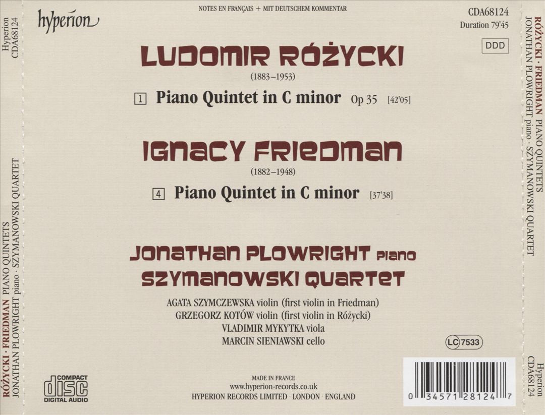 Friedman, Rózycki: Piano Quintets cover art