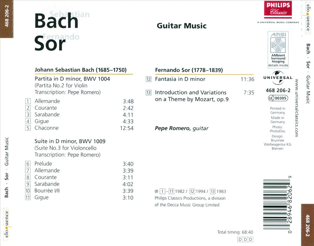 Bach, Sor: Guitar Music cover art