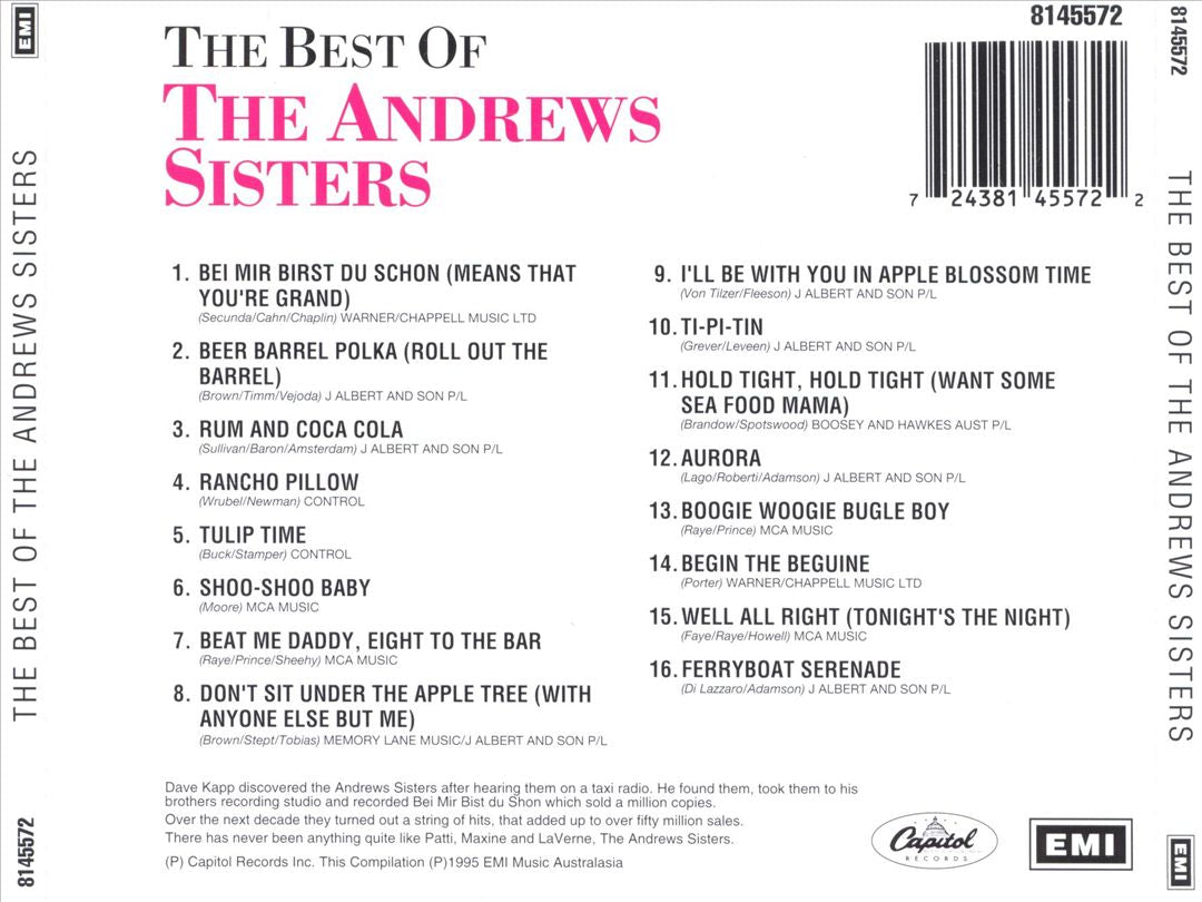 Best of the Andrews Sisters [DJ Specialist] cover art