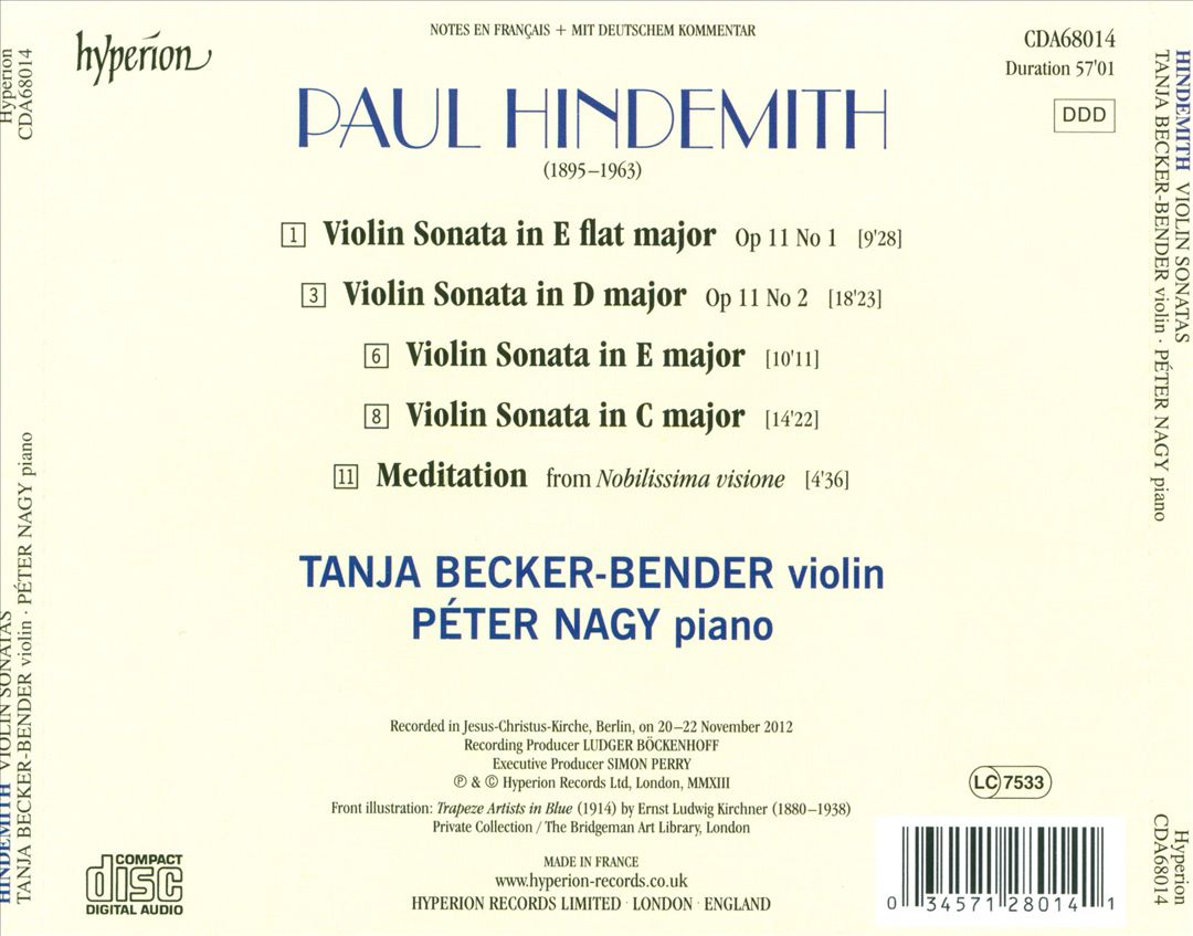 Hindemith: Violin Sonatas cover art