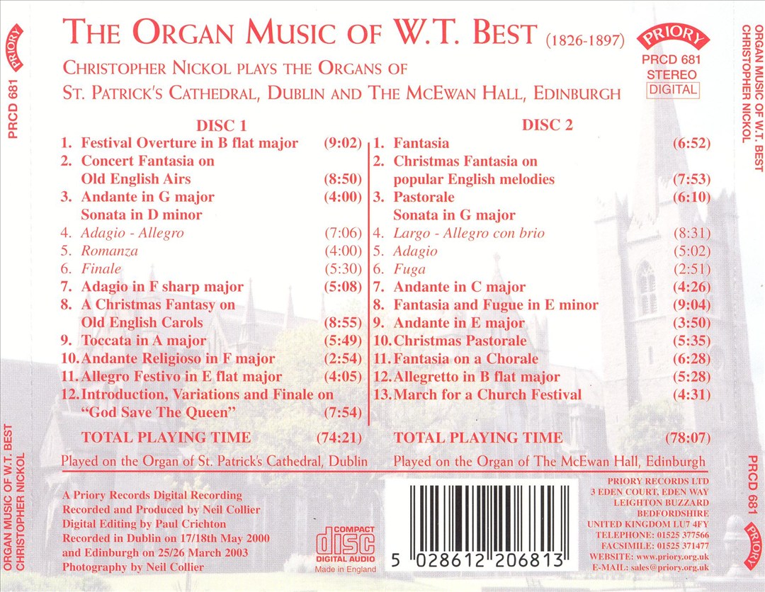 Organ Music of W.T. Best cover art