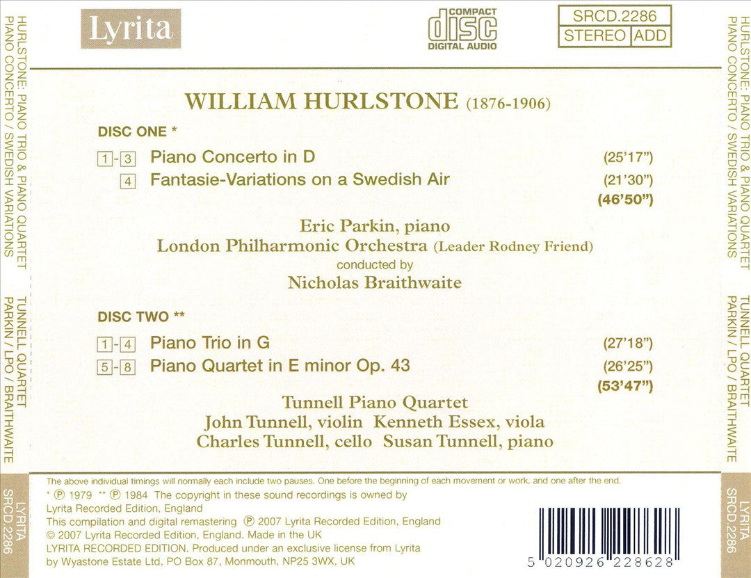 William Hurlstone: Piano Concerto; Variations; Piano Quartet; Piano Trio cover art