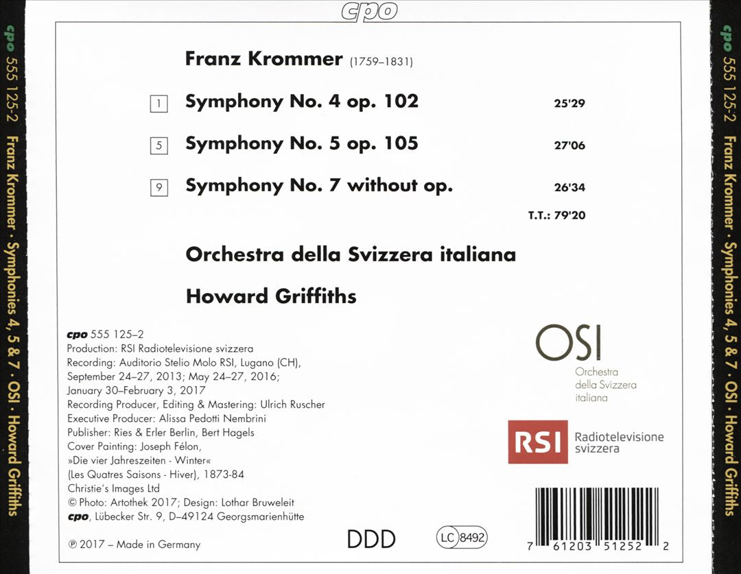FRANZKROMMERSYMPHONIESNOS457 cover art