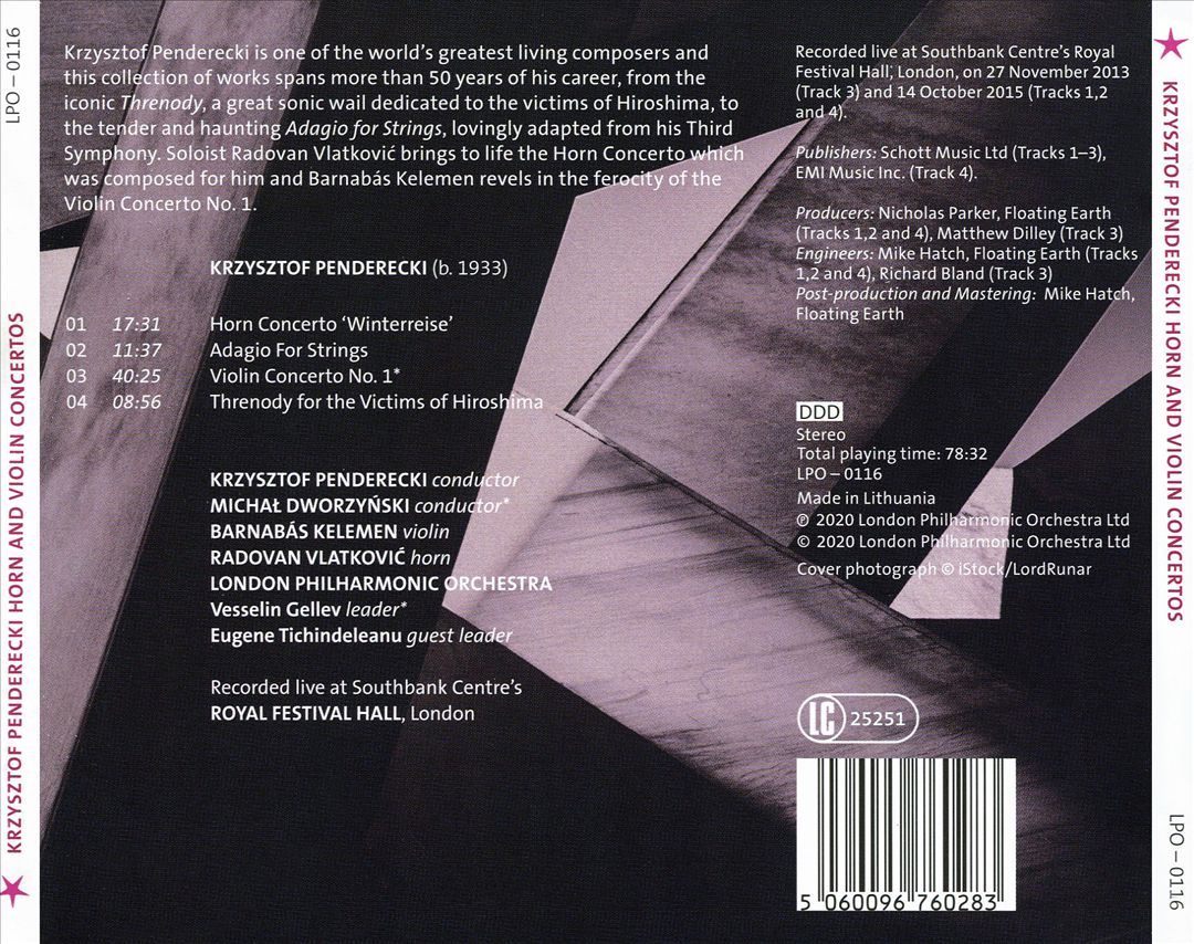 Penderecki: Horn and Violin Concertos cover art