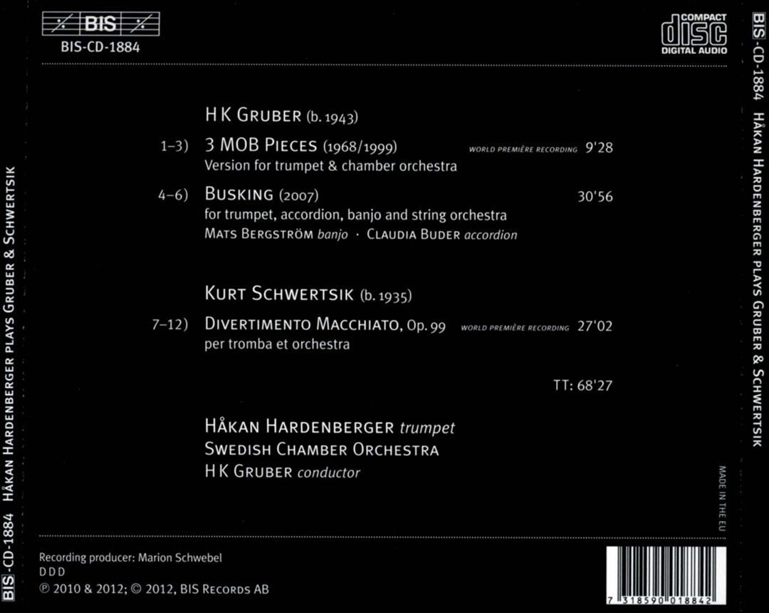 H.K. Gruber: 3 Mob Pieces; Busking; Kurt Schwertsik: Divertimento Macchiato cover art