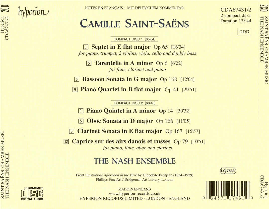 Saint-Saëns: Piano Quartet; Piano Quintet; Septet; etc. cover art