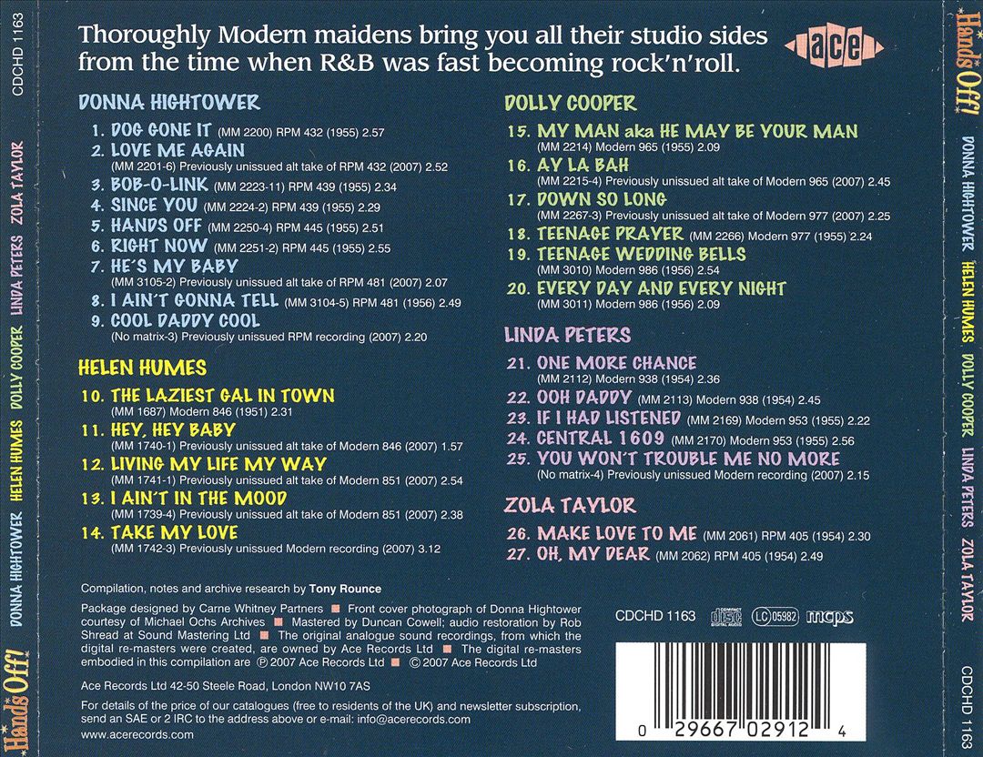 Hands Off! 1950-1956 Modern Studio Recordings cover art