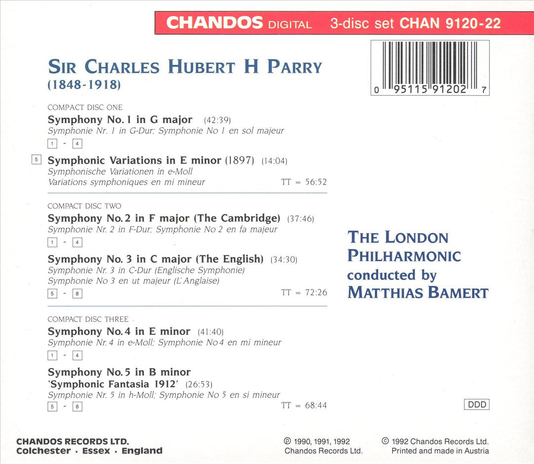 Parry: Complete Symphonies cover art