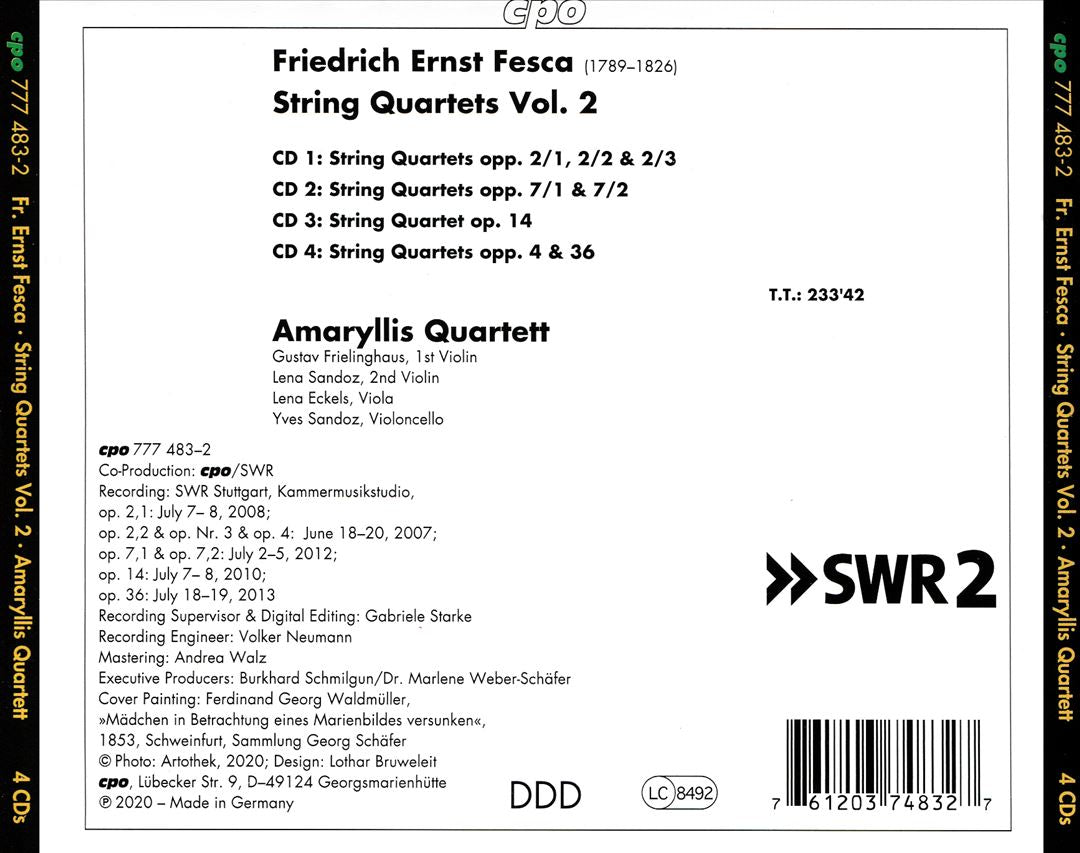 Friedrich Ernst Fesca: Complete String Quartets Vol. 2 cover art