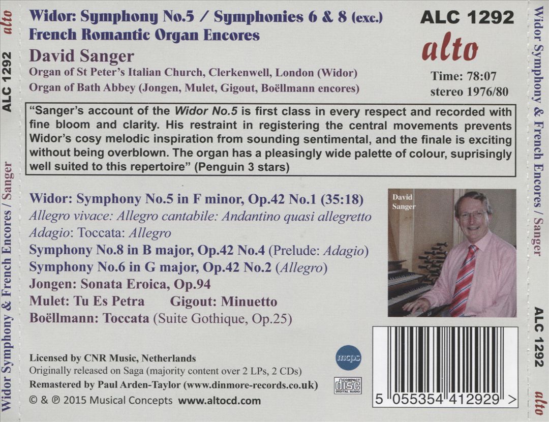 Charles-Marie Widor: Organ Symphony No. 5; French Organ Encores cover art