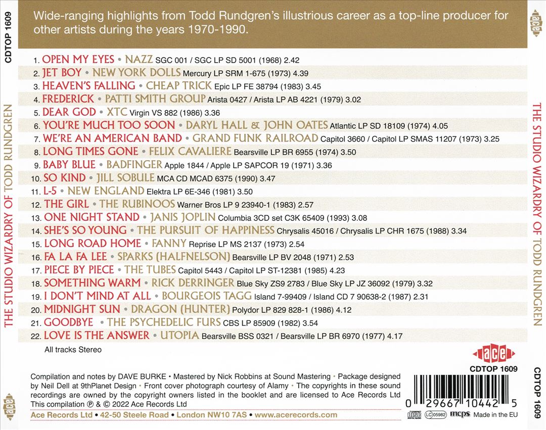 Studio Wizardry of Todd Rundgren cover art