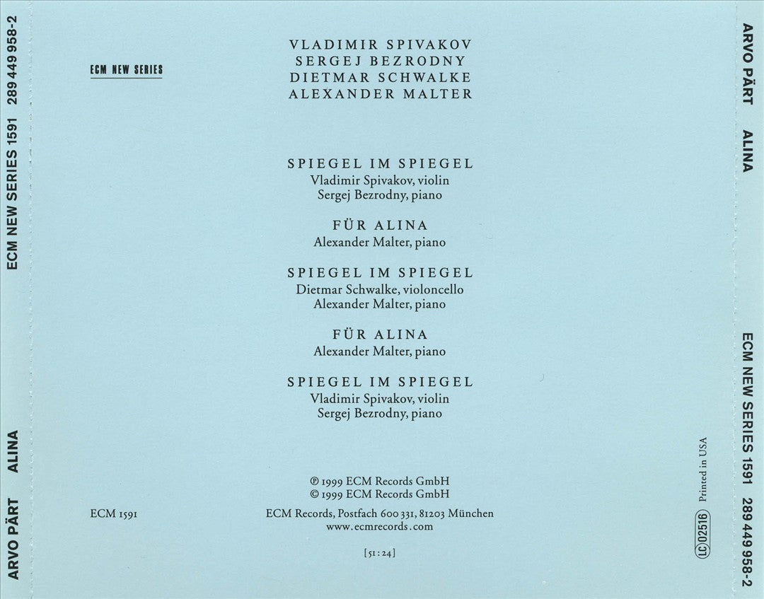 Arvo Pärt: Alina cover art