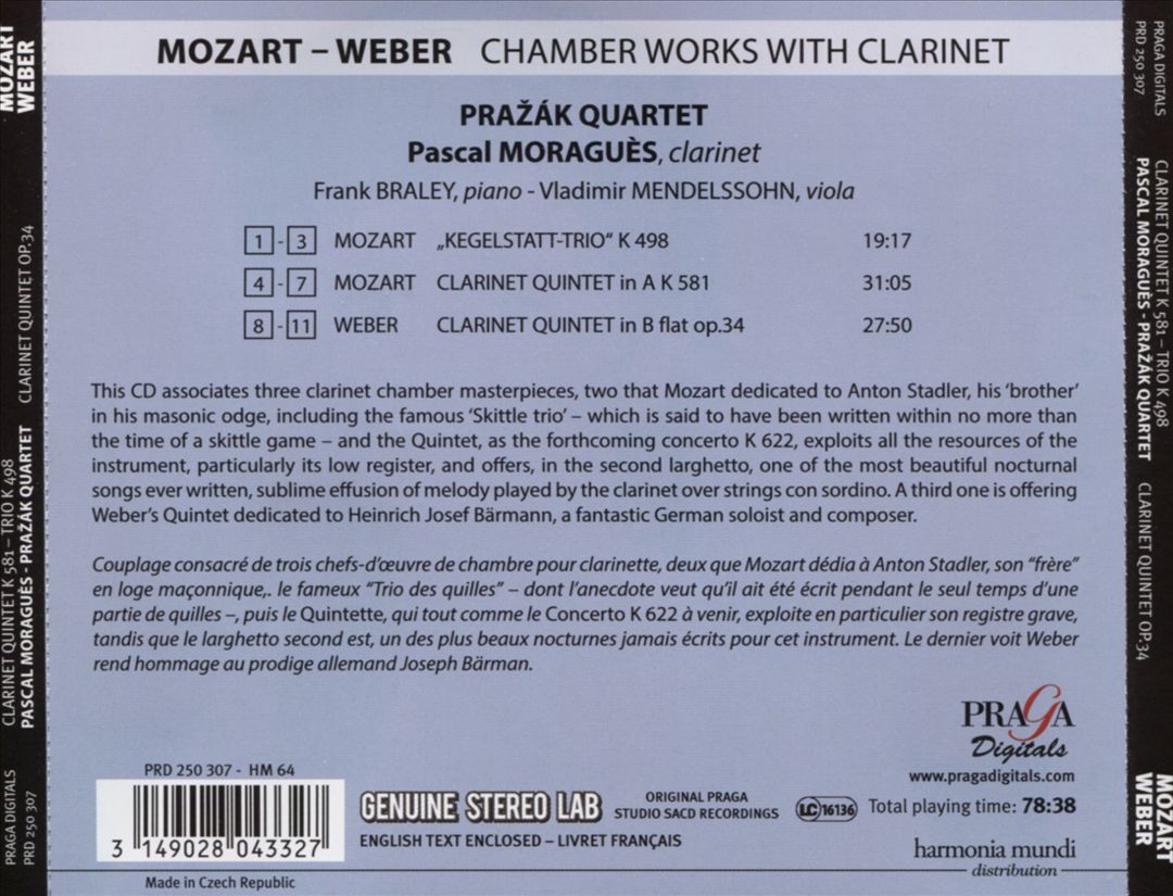 Mozart: Clarinet Quintet K 581, Kegelstatt-Trio K 498; Weber: Clarinet Quintet Op. 34 cover art