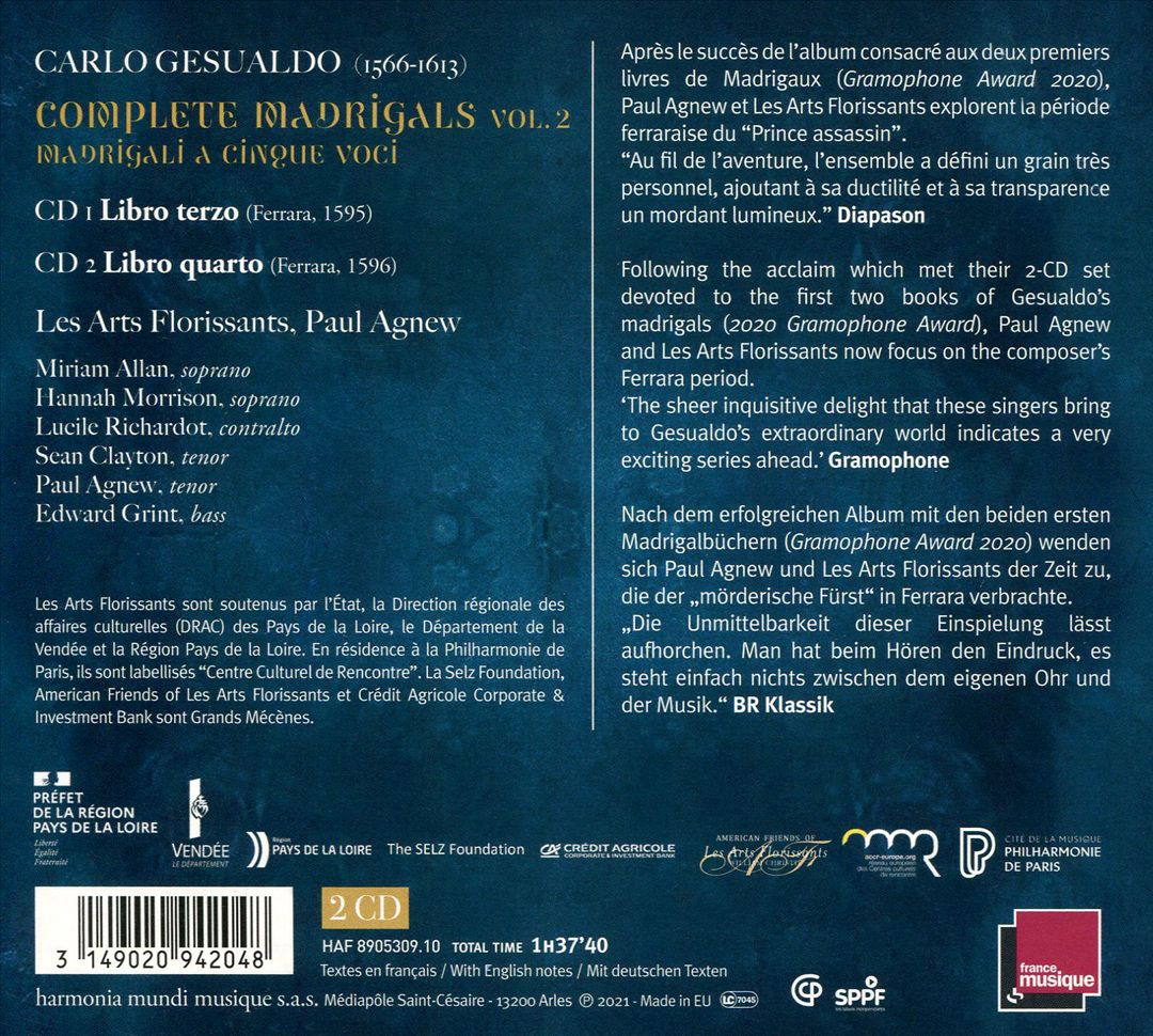 Gesualdo: Madrigali, Libri terzo & quarto cover art