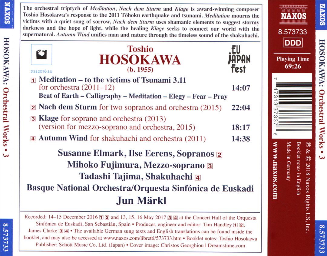 Toshio Hosokawa: Orchestral Works, Vol. 3 cover art
