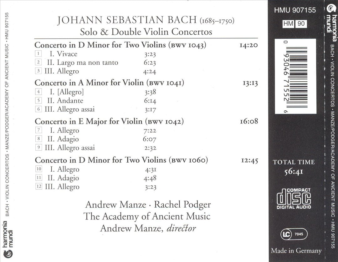 J.S. Bach: Solo & Double Violin Concertos cover art