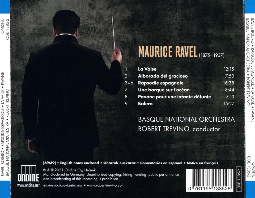 Ravel: Bolero; La Valse; Rapsodie Espagnole; Aborada del gracioso; Une Barque sur l'Océan; Pavane pour une infante defunte cover art