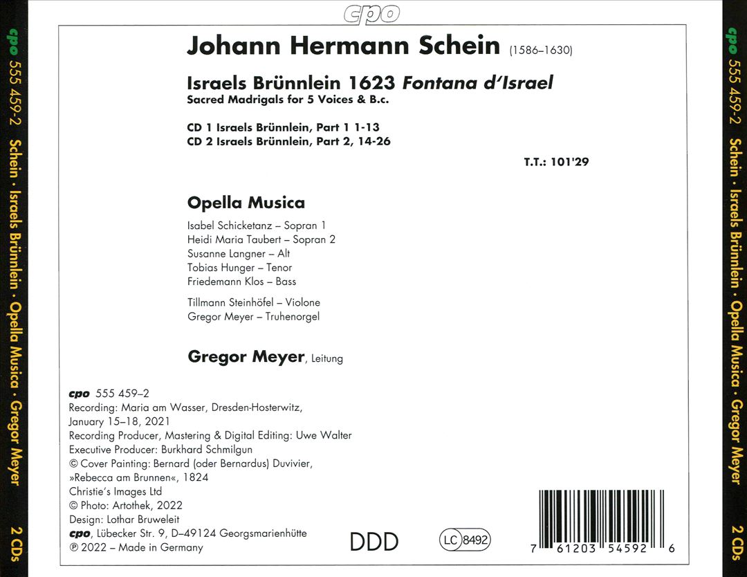 Johann Hermann Schein: Israels Brünnlein cover art