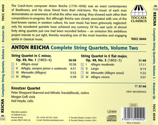 Anton Reicha: Complete String Quartets, Vol. 2 cover art