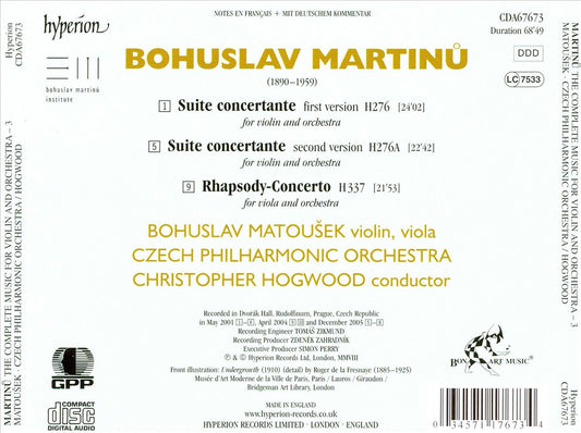 Martinu: The Complete Music for Violin and Orchestra, Vol. 3 cover art