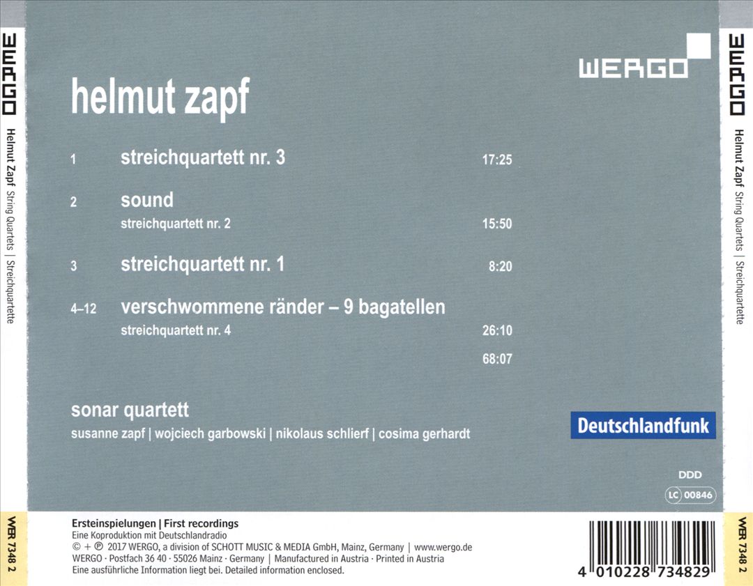 Helmut Zapf: String Quartets cover art