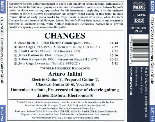 Changes: Contemporary Guitar Music by Cage, Carter, Dashow, Kampela, Reich cover art