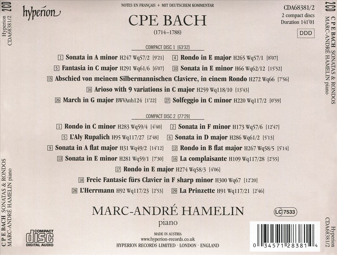 C.P.E. Bach: Sonatas & Rondos cover art