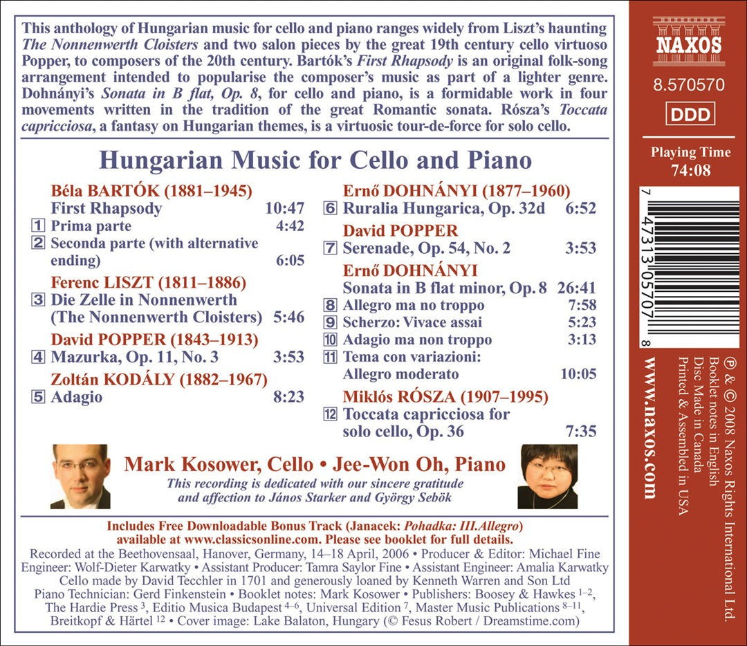 Hungarian Music for Cello and Piano cover art