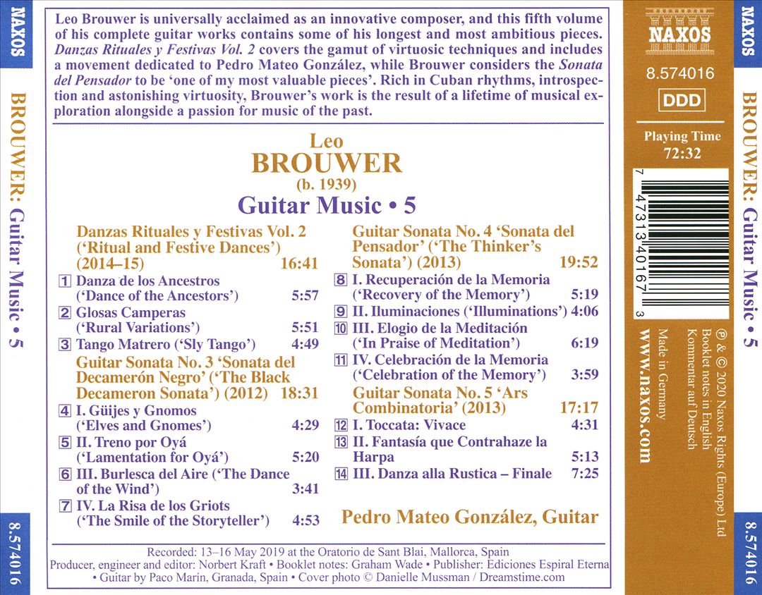 Leo Brouwer: Danza Rituales y Vestivas Vol. 2; Guitar Sonatas No. 3, No. 4, No. 5 cover art