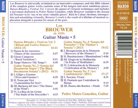 Leo Brouwer: Danza Rituales y Vestivas Vol. 2; Guitar Sonatas No. 3, No. 4, No. 5 cover art