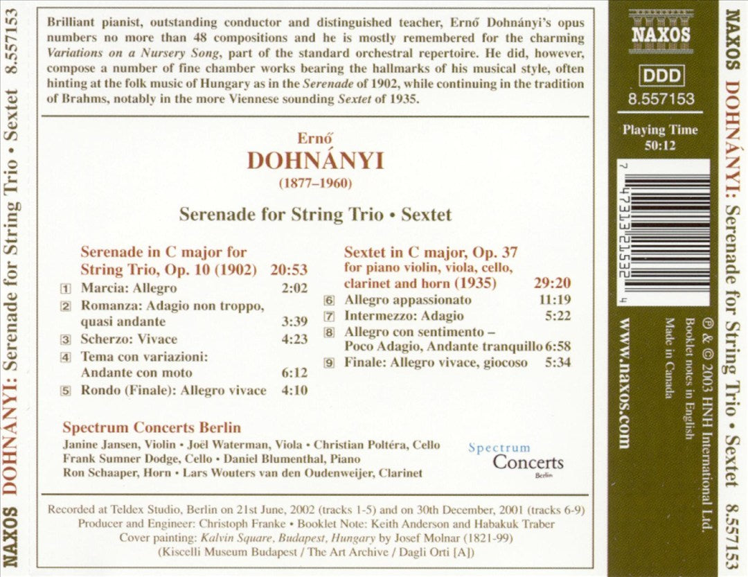 Dohnányi: Serenade for String Trio; Sextet cover art