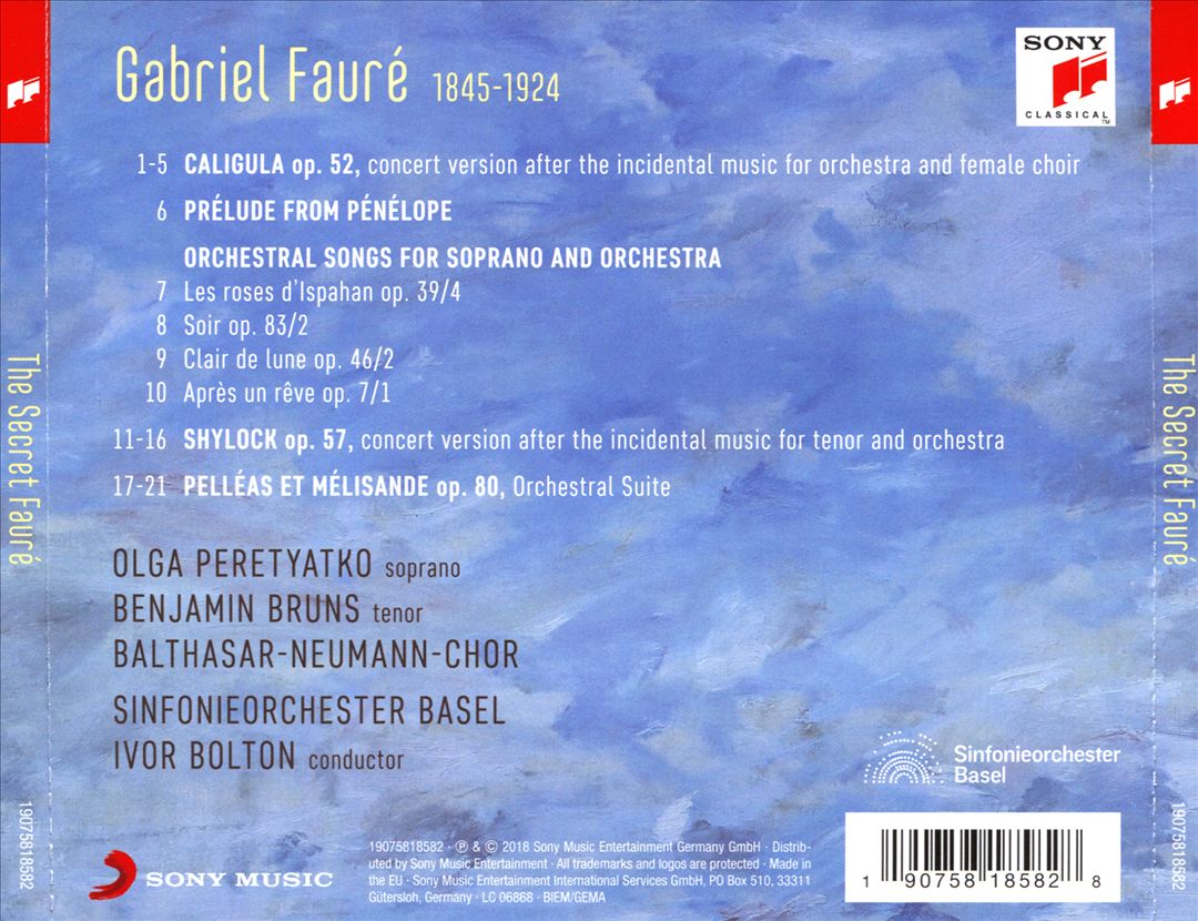 Secret Fauré: Orchestral Songs & Suites cover art