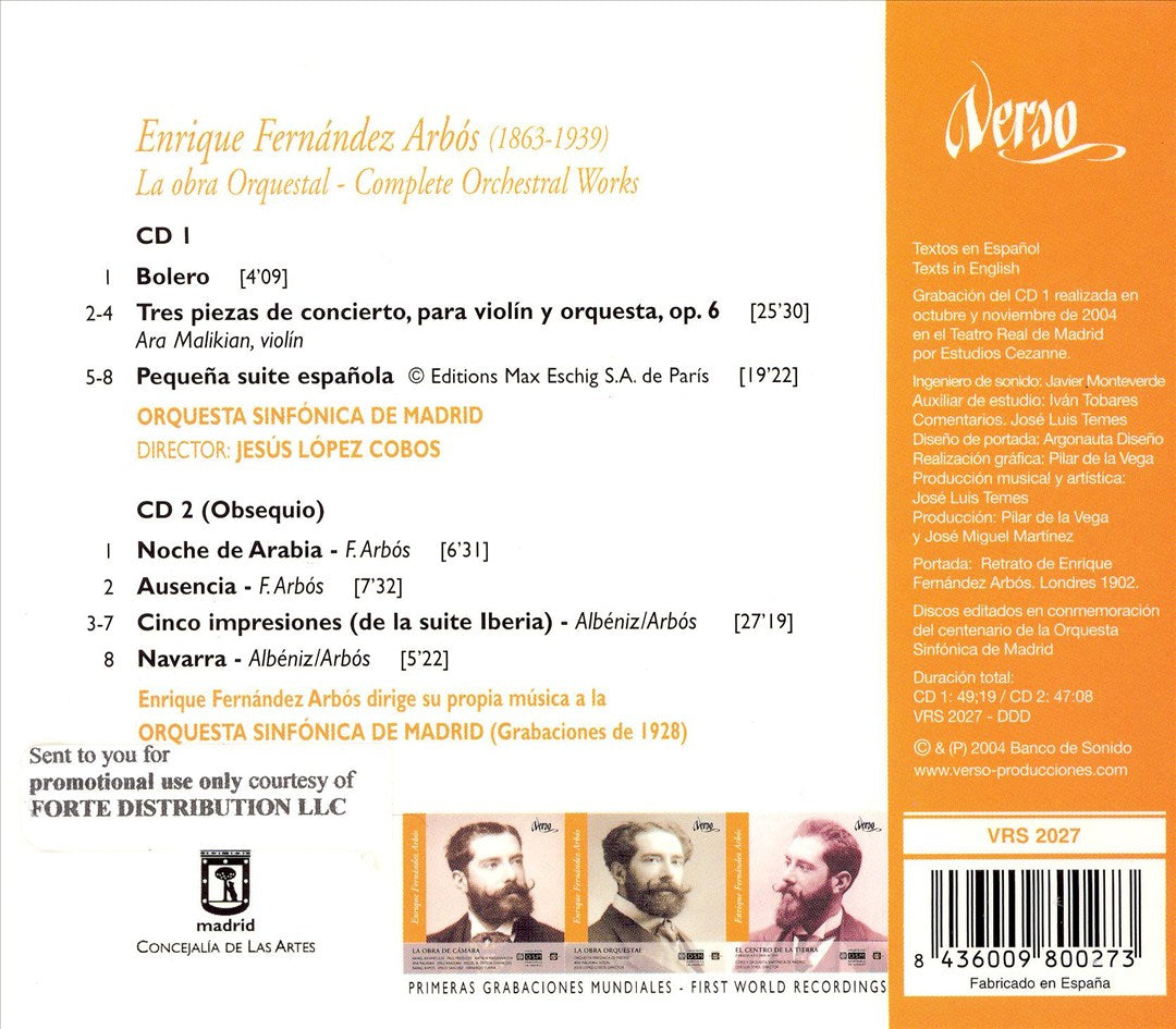 Enrique Fernández Arbós, Vol. 2: La Obra Orquestal cover art