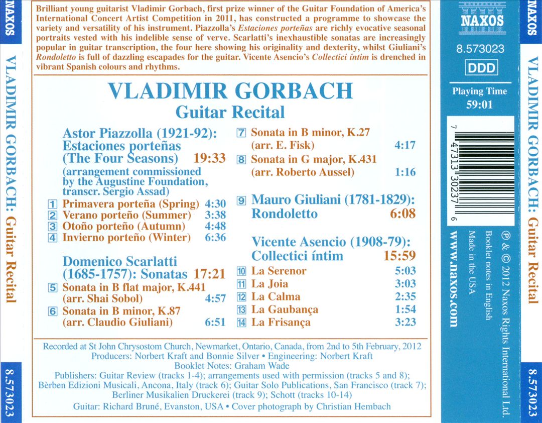 Vladimir Gorbach: 2011 Winner Guitar Foundation of America Competition cover art
