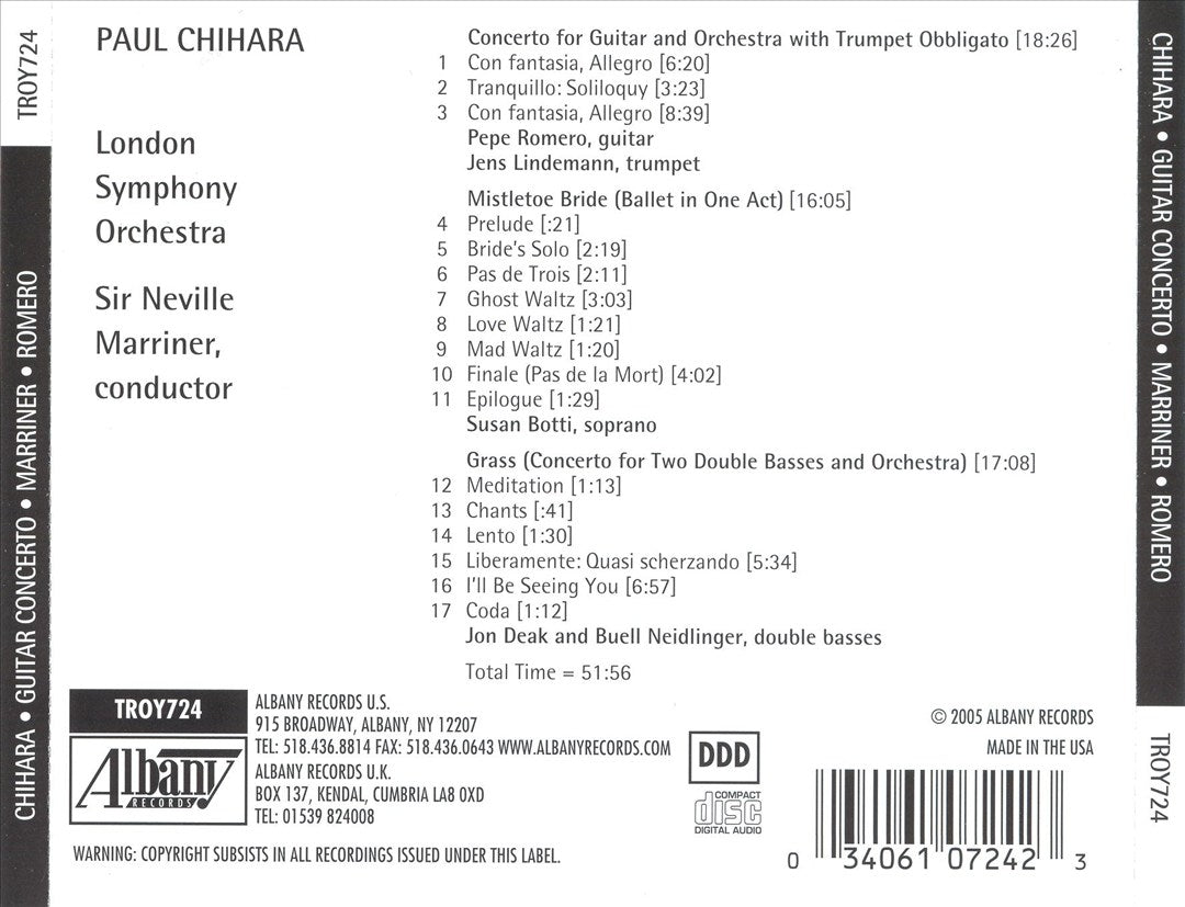 Paul Chihara: Guitar Concerto; Mistletoe Bride; Grass cover art