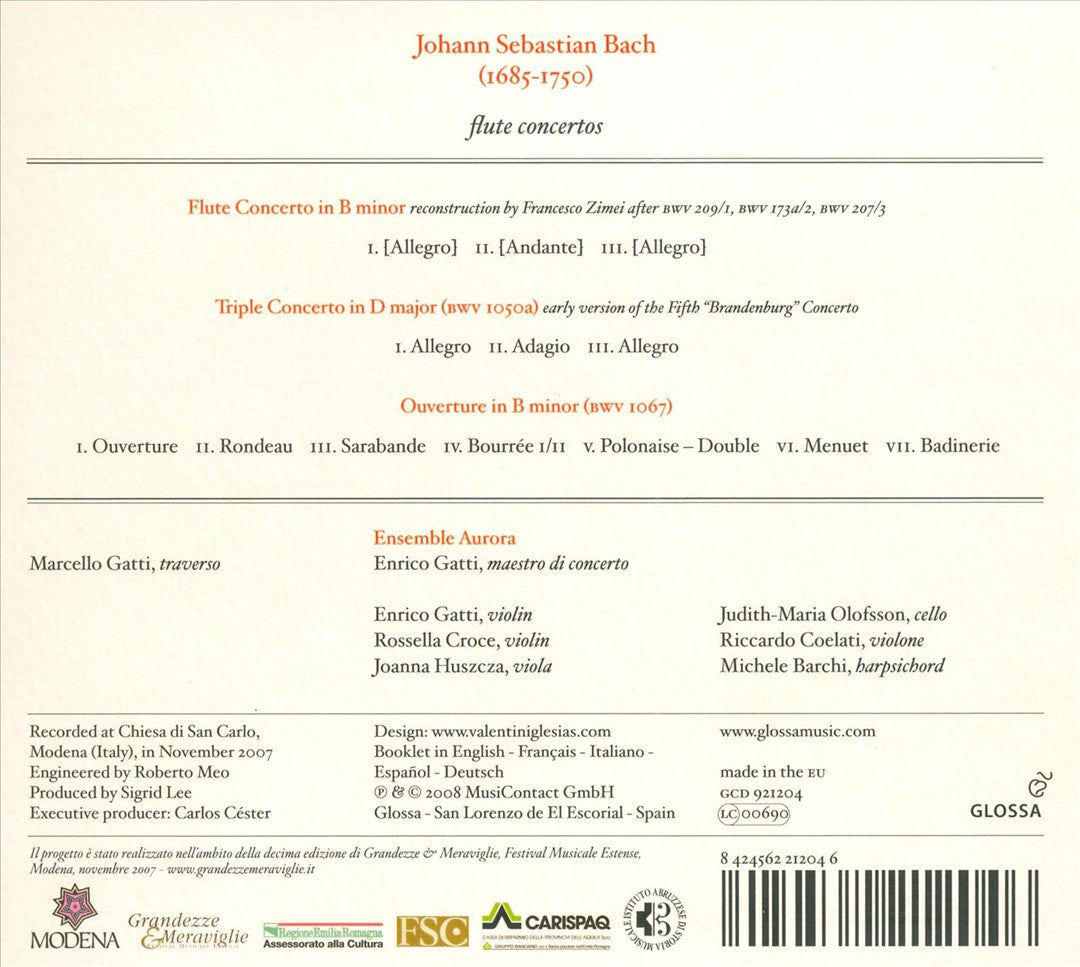 J.S. Bach: Flute Concertos cover art
