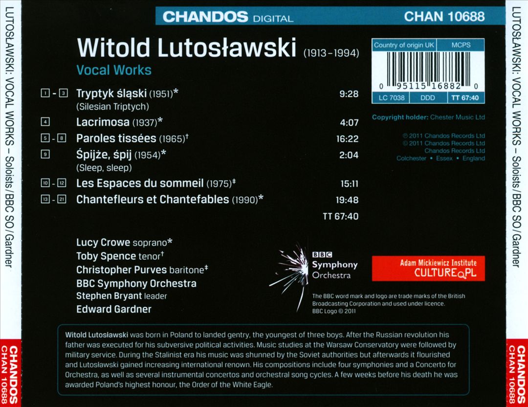 Witold Lutoslawski: Vocal Works cover art