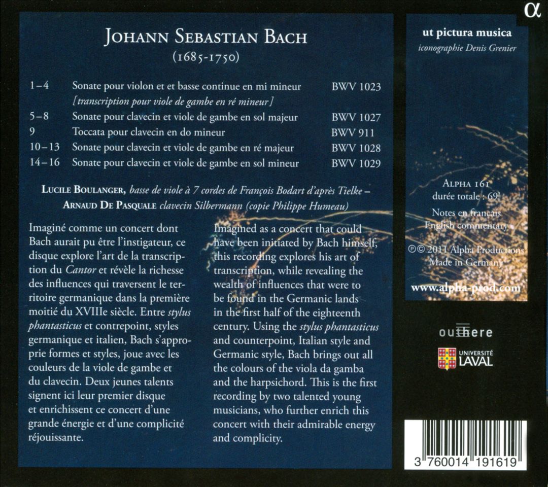 Bach: Sonate à Cembalo è Viola da Gamba cover art