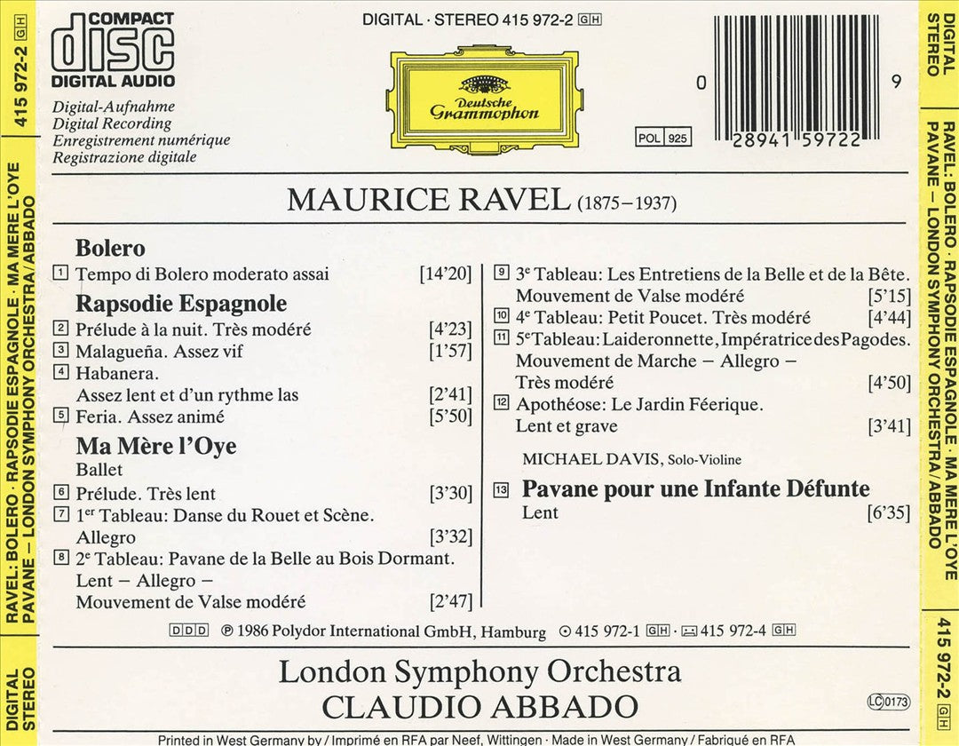 Ravel: Bolero; Rapsodie Espagnole; Ma Mère l'Oye; Pavane cover art