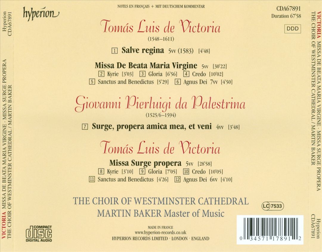 Victoria: Missa de Beata Maria Virgine; Missa Surge propera; Salve regina cover art