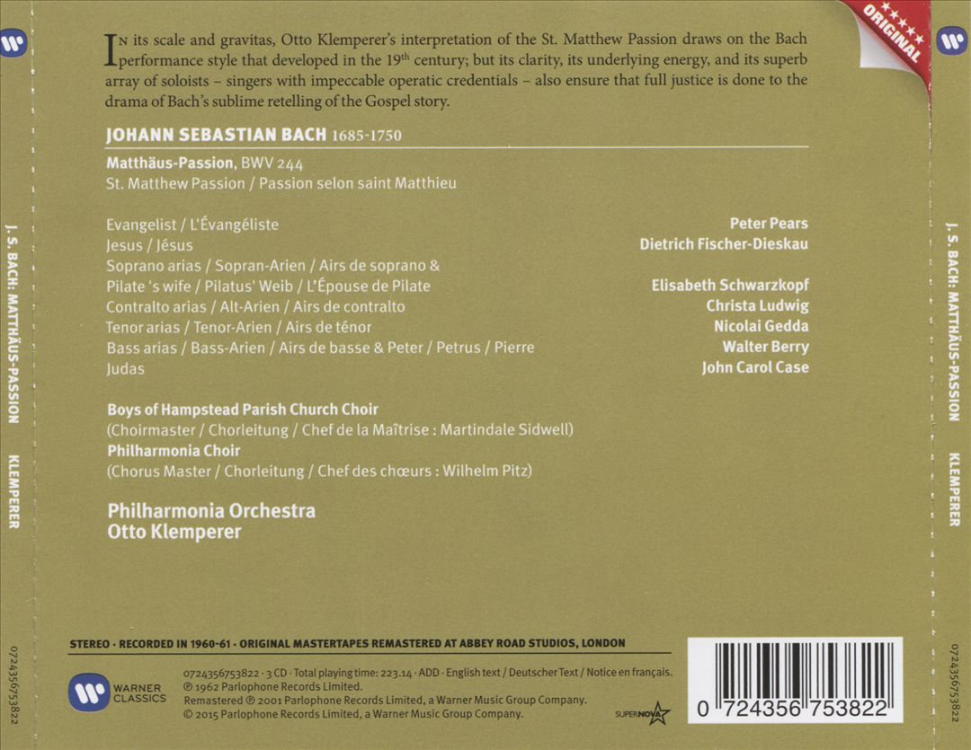 Bach: St. Matthew Passion cover art