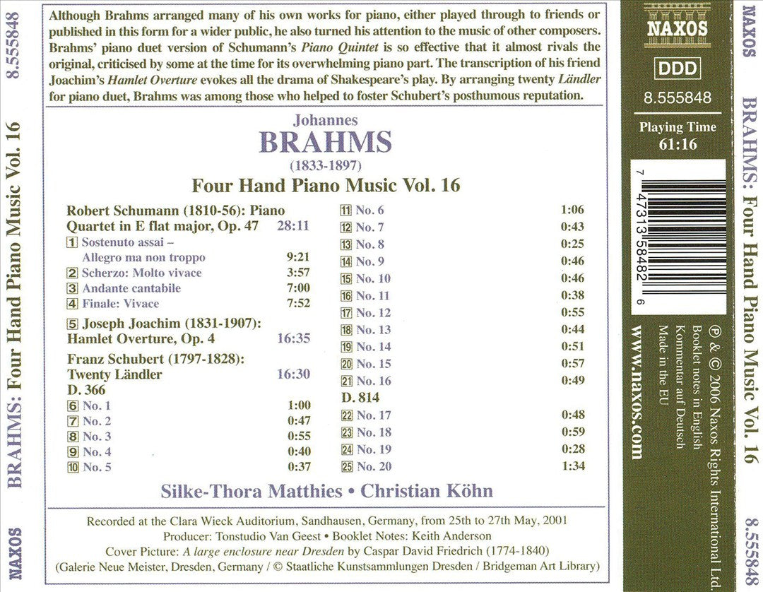 Brahms: Four Hand Piano Music, Vol. 16 cover art