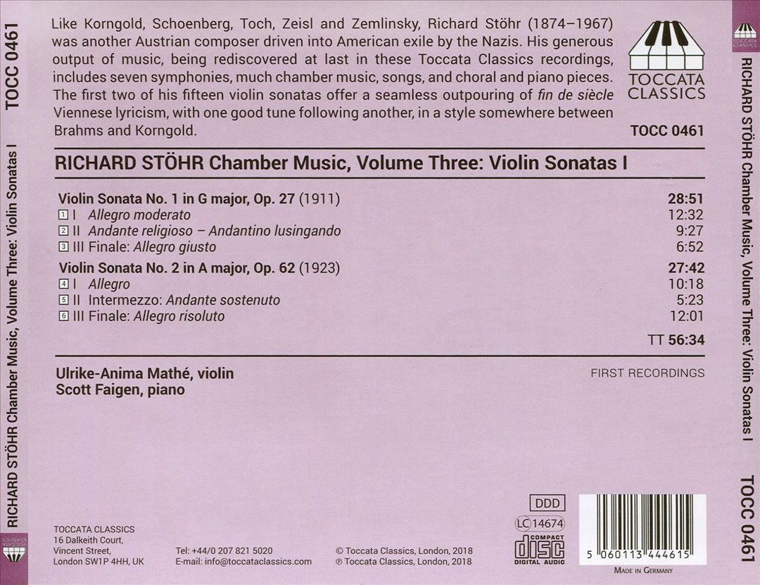 Richard Stöhr: Chamber Music, Vol. 3 cover art