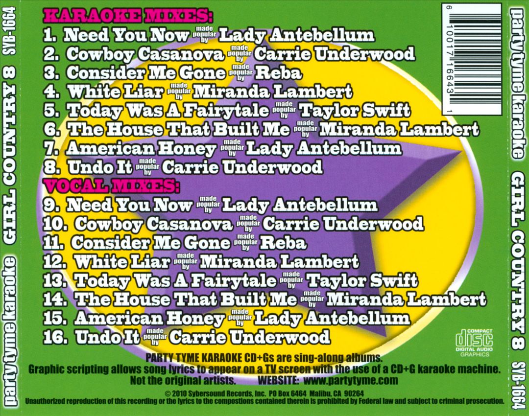 Party Tyme Karaoke: Girl Country, Vol. 8 cover art