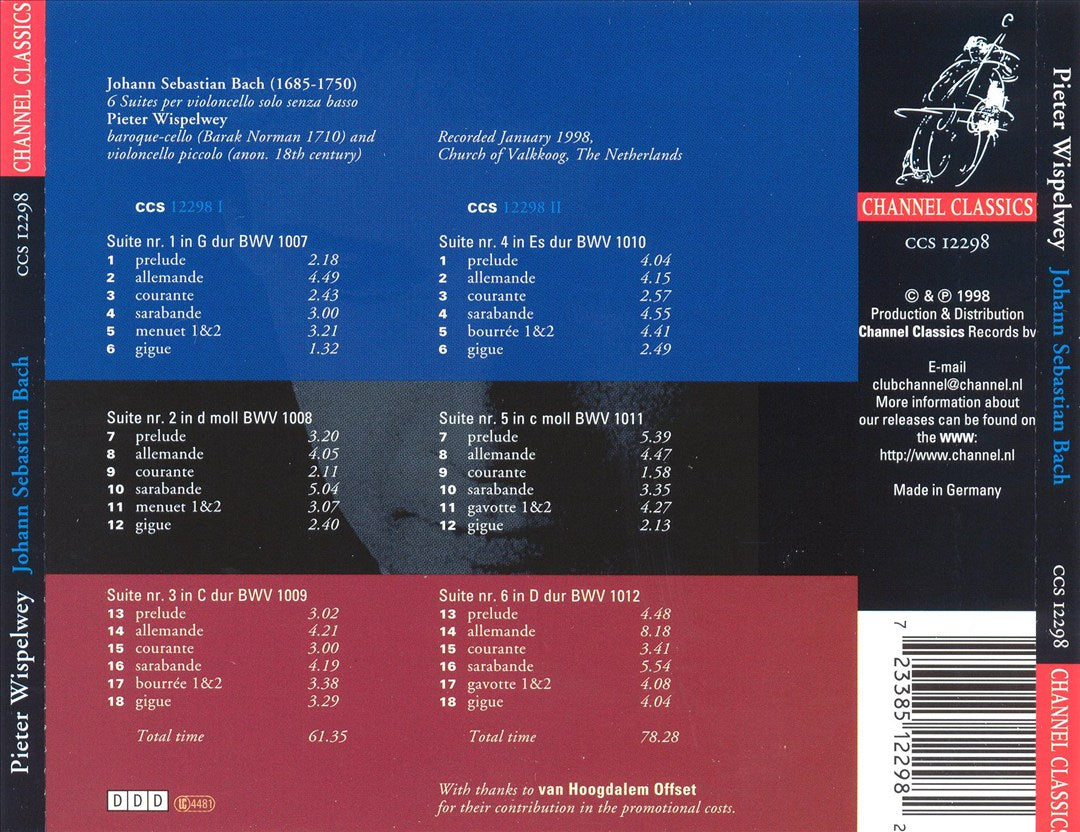 Johann Sebastian Bach: 6 Suites per violoncello solo senza basso [1998 Recording] cover art