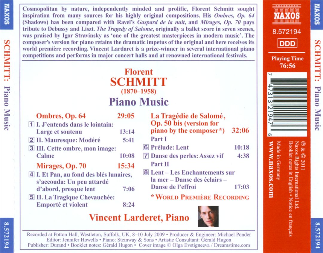 Florent Schmitt: La Tragédie de Salomé; Ombres; Miarges cover art