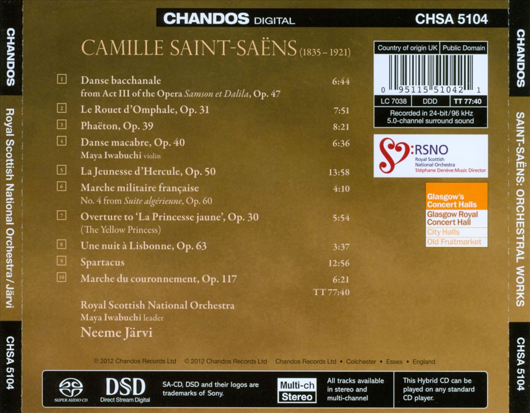 Neeme Järvi Conducts Saint-Saëns cover art