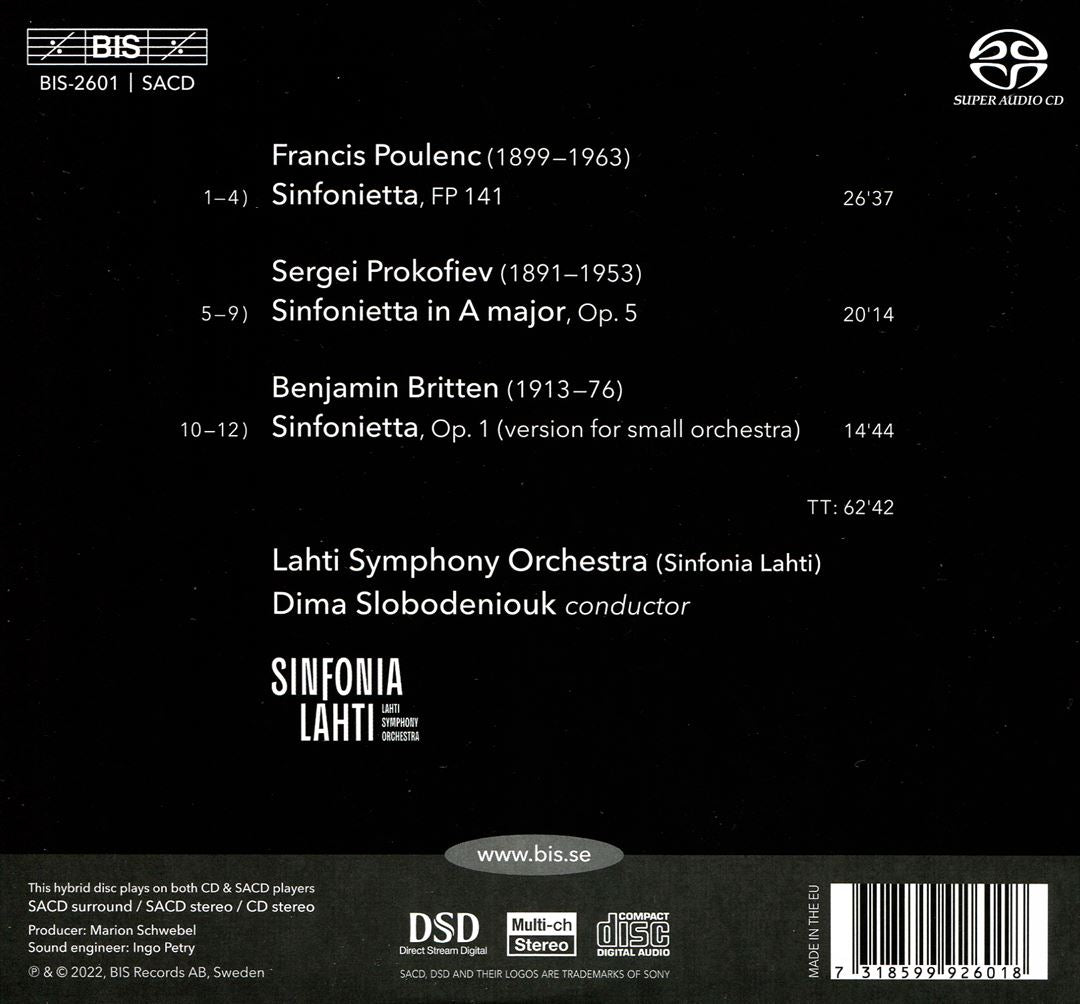 Sinfoniettas: Poulenc, Prokofiev, Britten cover art