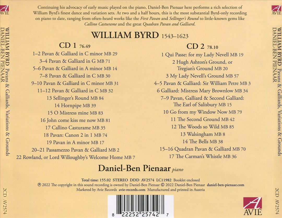 Byrd: Pavans & Galliards; Variations & Grounds cover art